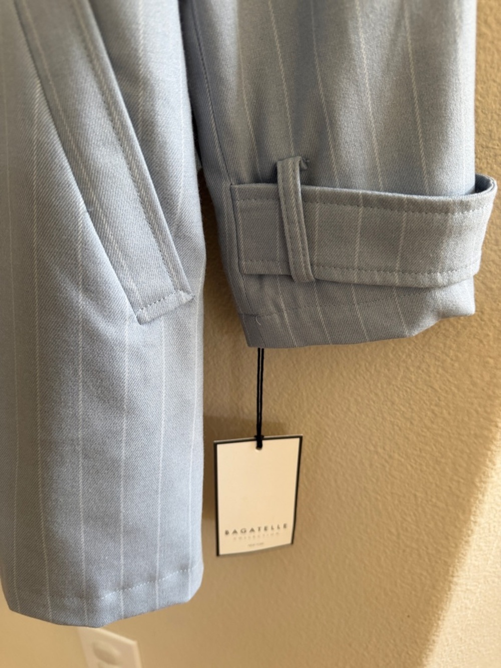 Bagatelle Light Blue Pinstripe Trench Coat-NWT - Picture 5 of 11